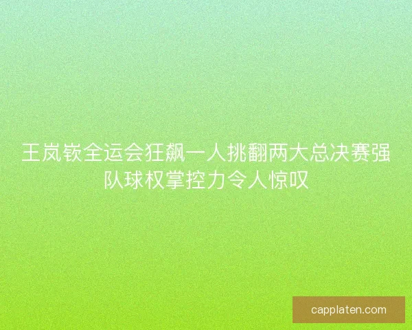 王岚嵚全运会狂飙一人挑翻两大总决赛强队球权掌控力令人惊叹
